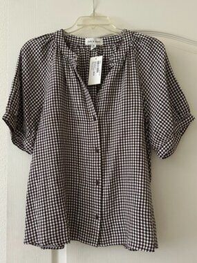 Cloth & Stone Brown and White Gingham Button-Front Shirt